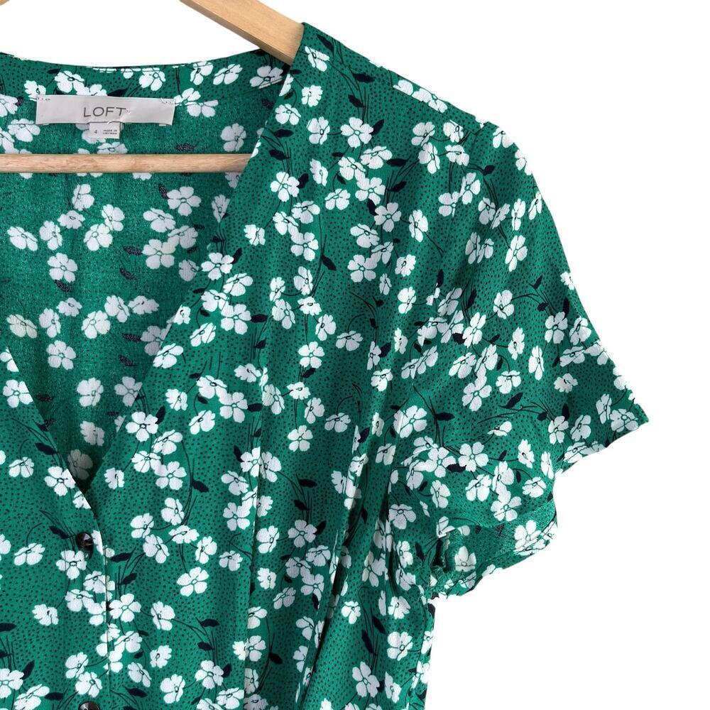 LOFT Green Floral Midi Dress - Picture 5 of 12